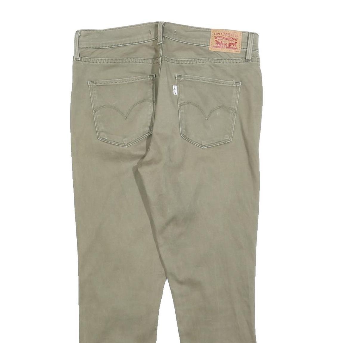 LEVI'S Womens Slim Slim Khaki Green Cotton Blend Trousers W32 L25 Comfortable