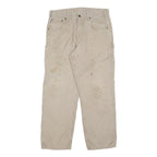 CARHARTT Mens Cotton Blend Beige Loose Straight Trousers W34 L30 Workwear Casual