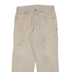 CARHARTT Mens Cotton Blend Beige Loose Straight Trousers W34 L30 Workwear Casual