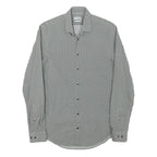 MICHAEL KORS Mens Grey & Black Cotton Blend Shirt XS Slim Fit Long Sleeve Button