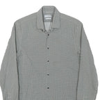 MICHAEL KORS Mens Grey & Black Cotton Blend Shirt XS Slim Fit Long Sleeve Button