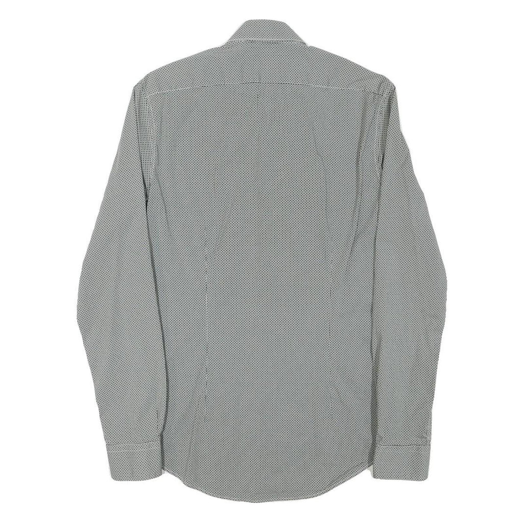 MICHAEL KORS Mens Grey & Black Cotton Blend Shirt XS Slim Fit Long Sleeve Button