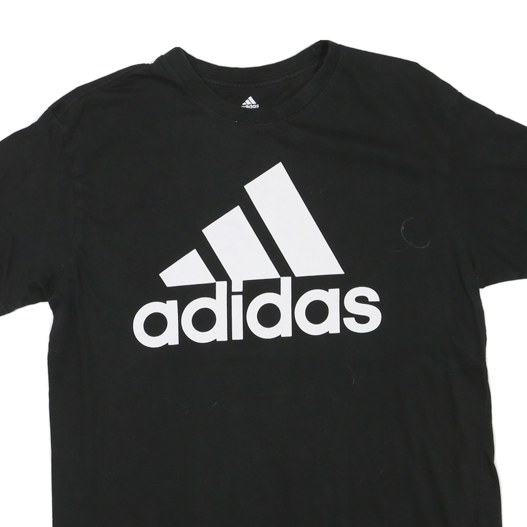 ADIDAS Womens Black Logo Print T-Shirt L Short Sleeve Crew Neck Casual