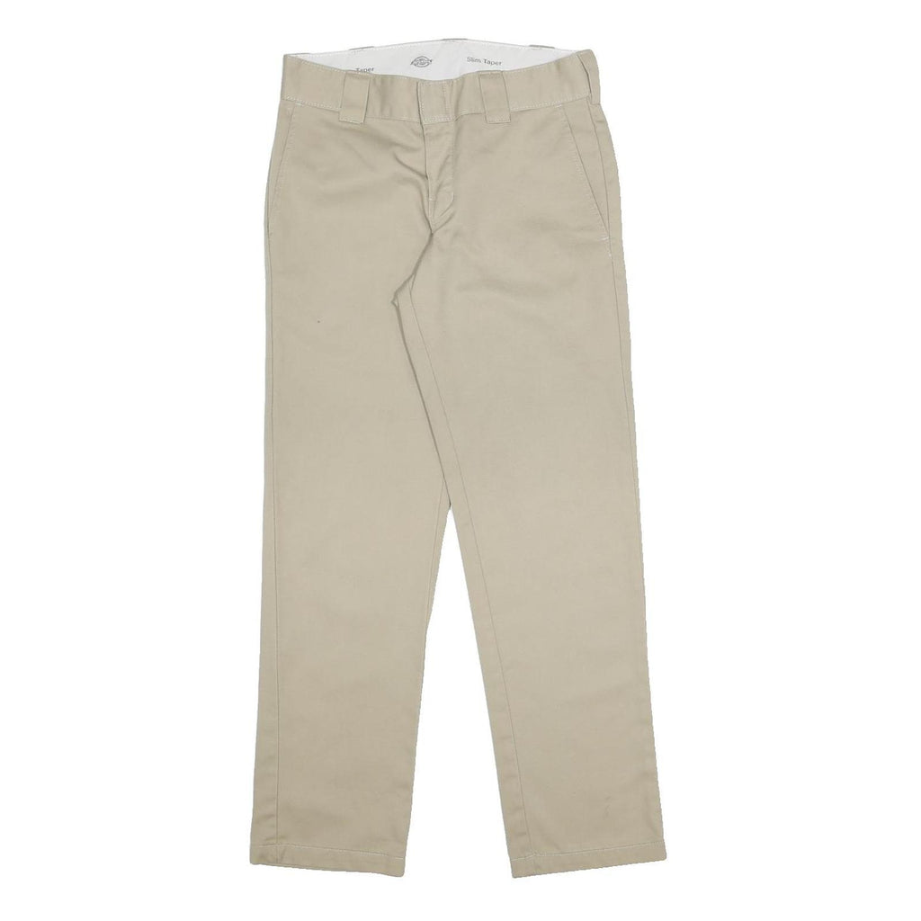 DICKIES Womens Cotton Blend Slim Tapered Beige Trousers W29 L30 Workwear Zip