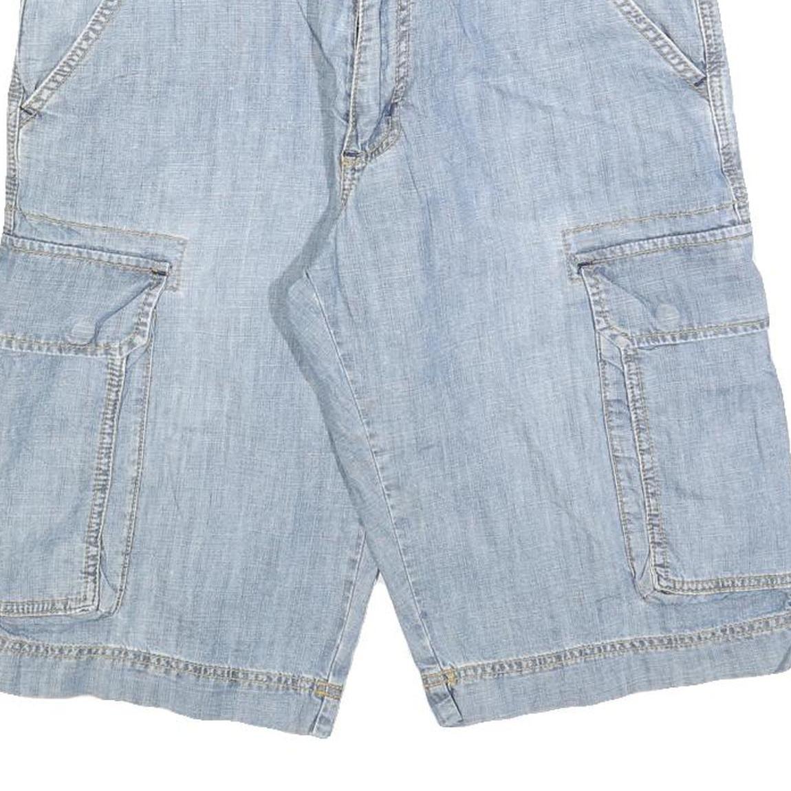 CARLO BELLUCCI Mens Shorts Blue Cargo Plain M W32 Casual Cotton Blend