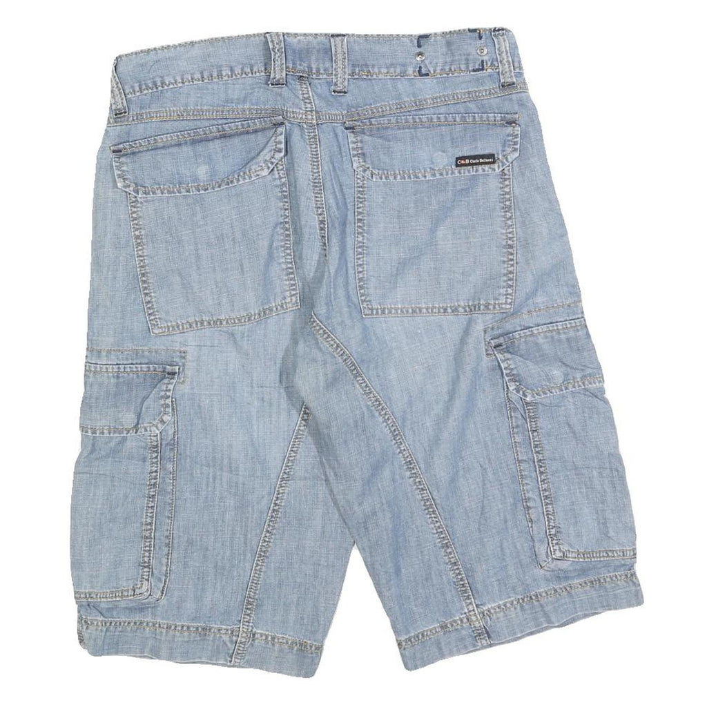 CARLO BELLUCCI Mens Shorts Blue Cargo Plain M W32 Casual Cotton Blend