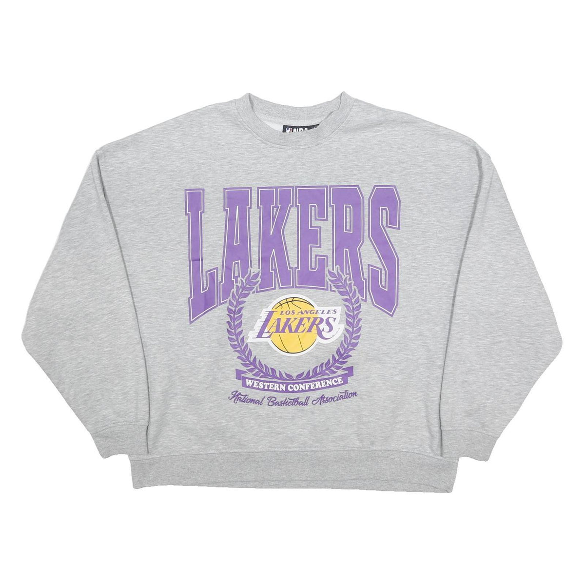 NBA Womens Grey Lakers Cotton Blend Sweatshirt Crew Neck L Casual Sportswear