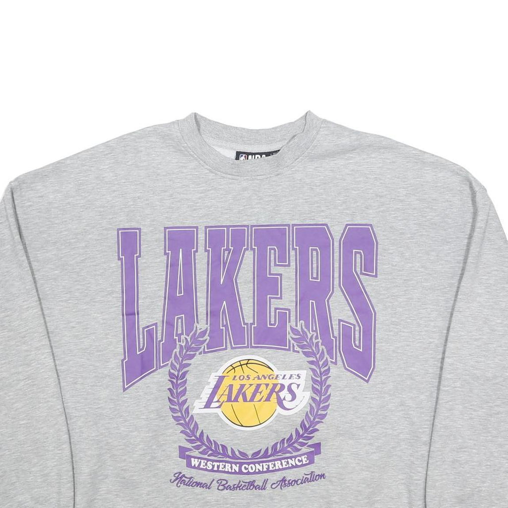 NBA Womens Grey Lakers Cotton Blend Sweatshirt Crew Neck L Casual Sportswear