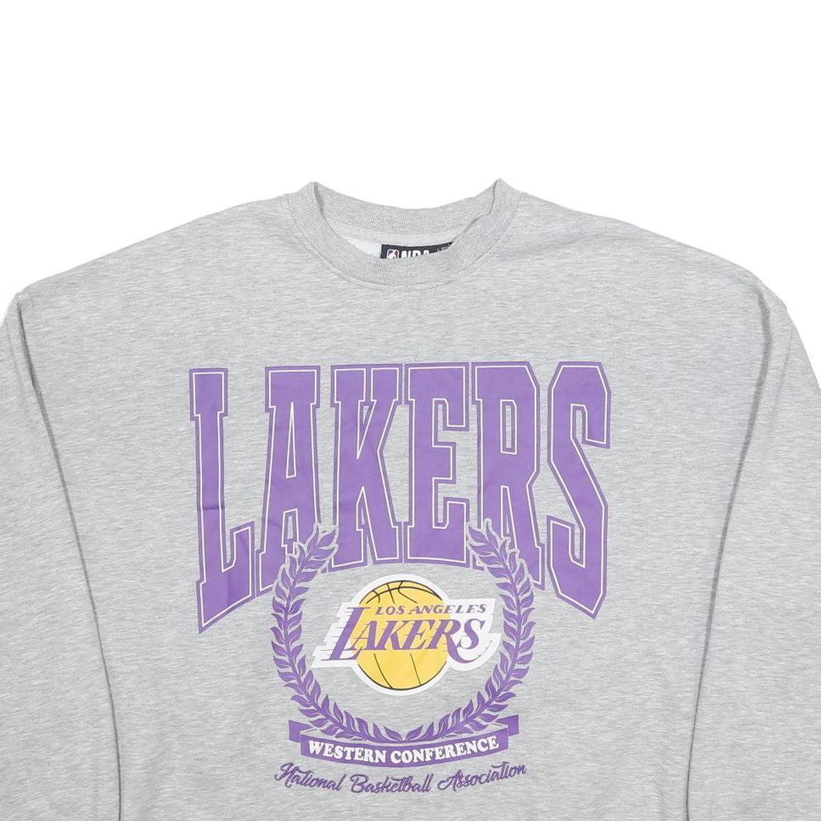 NBA Womens Grey Lakers Cotton Blend Sweatshirt Crew Neck L Casual Sportswear