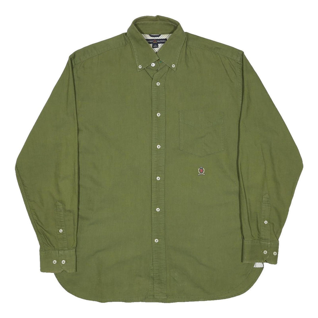 TOMMY HILFIGER Mens Green Cotton Button Down Shirt M Casual Comfortable