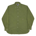 TOMMY HILFIGER Mens Green Cotton Button Down Shirt M Casual Comfortable