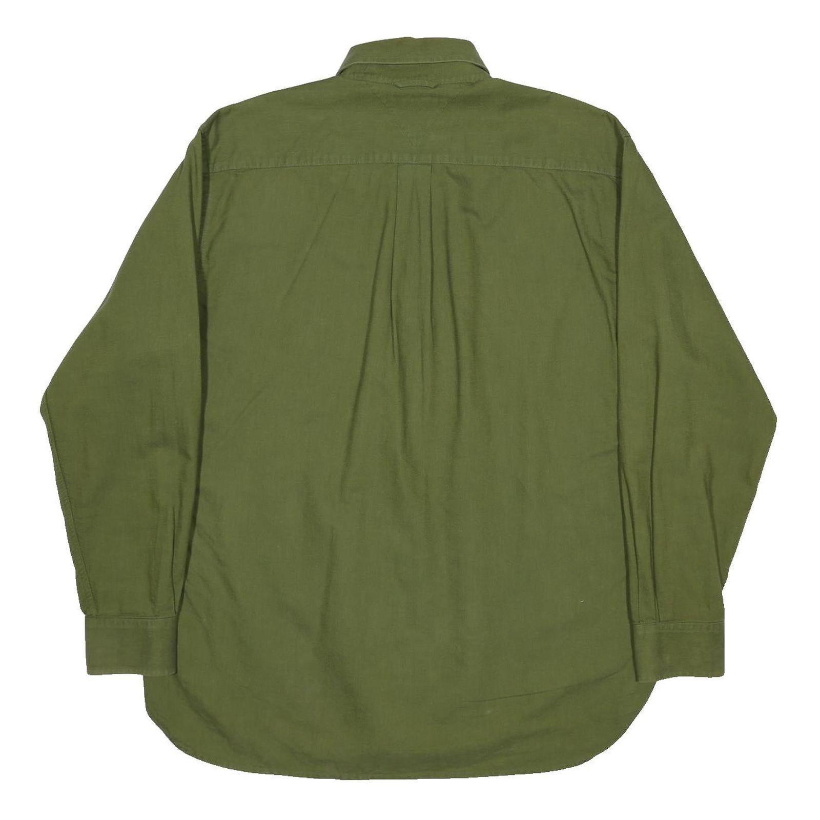 TOMMY HILFIGER Mens Green Cotton Button Down Shirt M Casual Comfortable