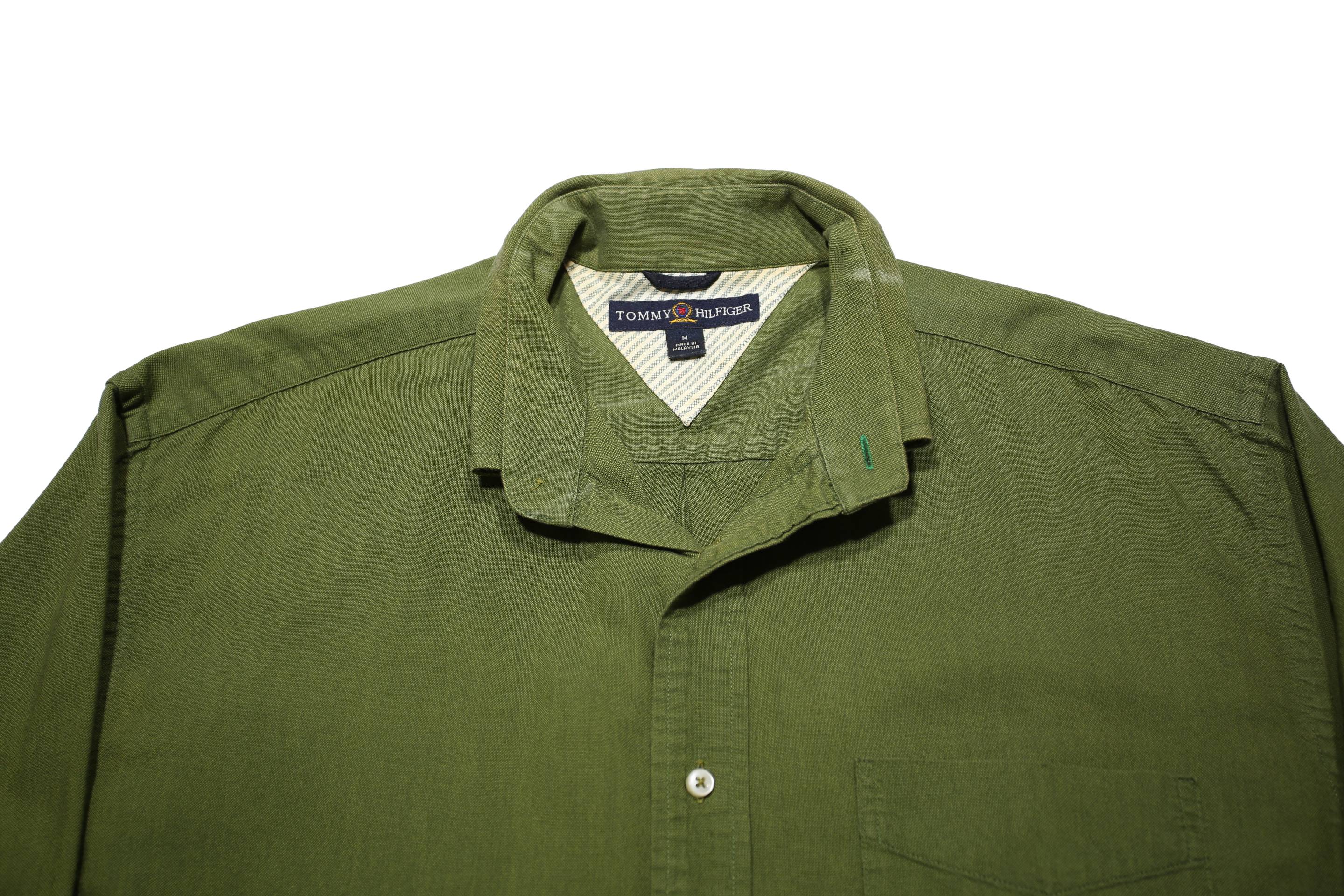 TOMMY HILFIGER Mens Green Cotton Button Down Shirt M Casual Comfortable