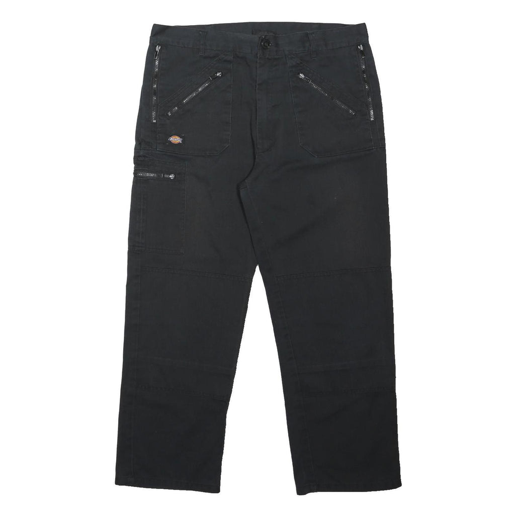 DICKIES Mens Black Polyester Blend Regular Straight Trousers W36 L29 Workwear
