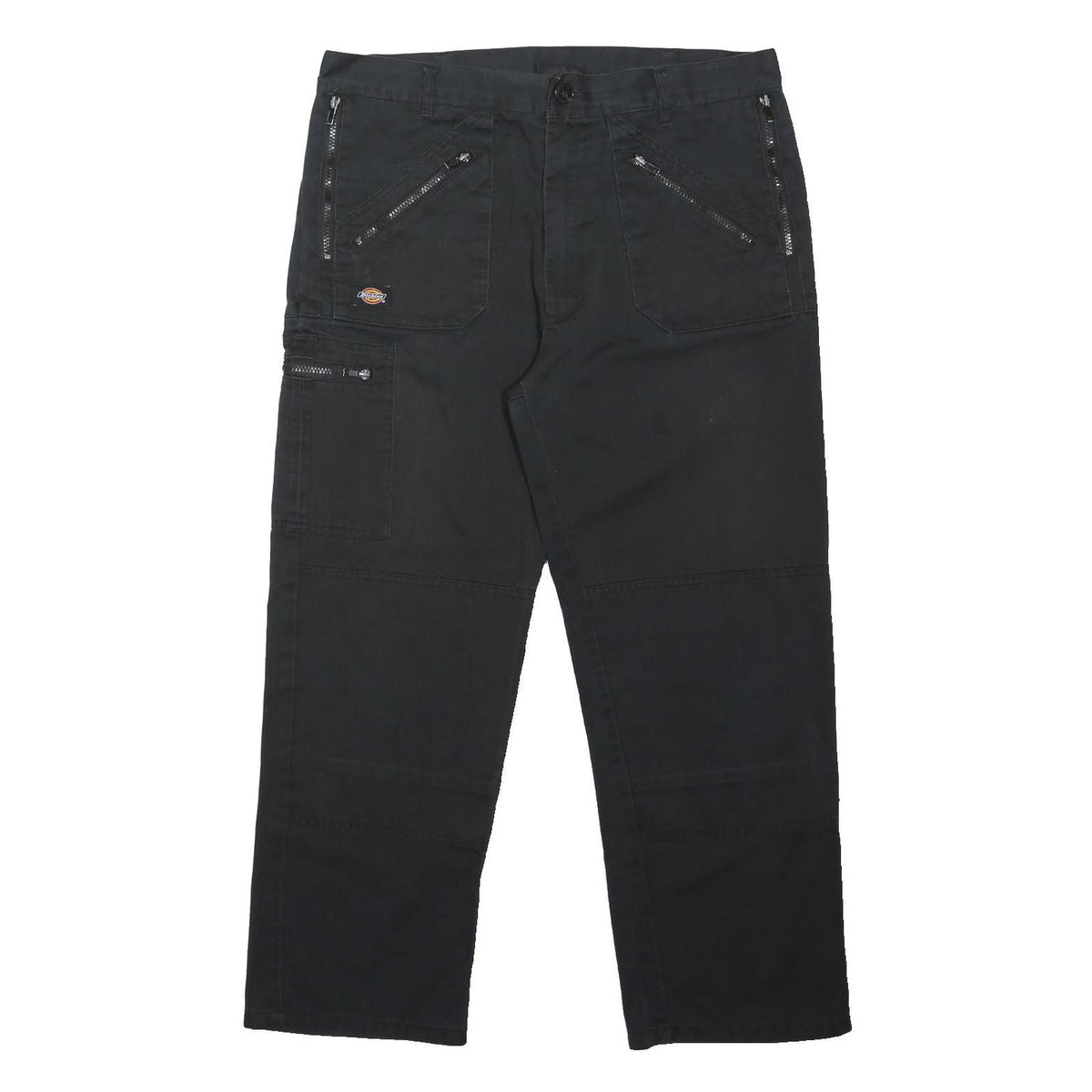 DICKIES Mens Black Polyester Blend Regular Straight Trousers W36 L29 Workwear