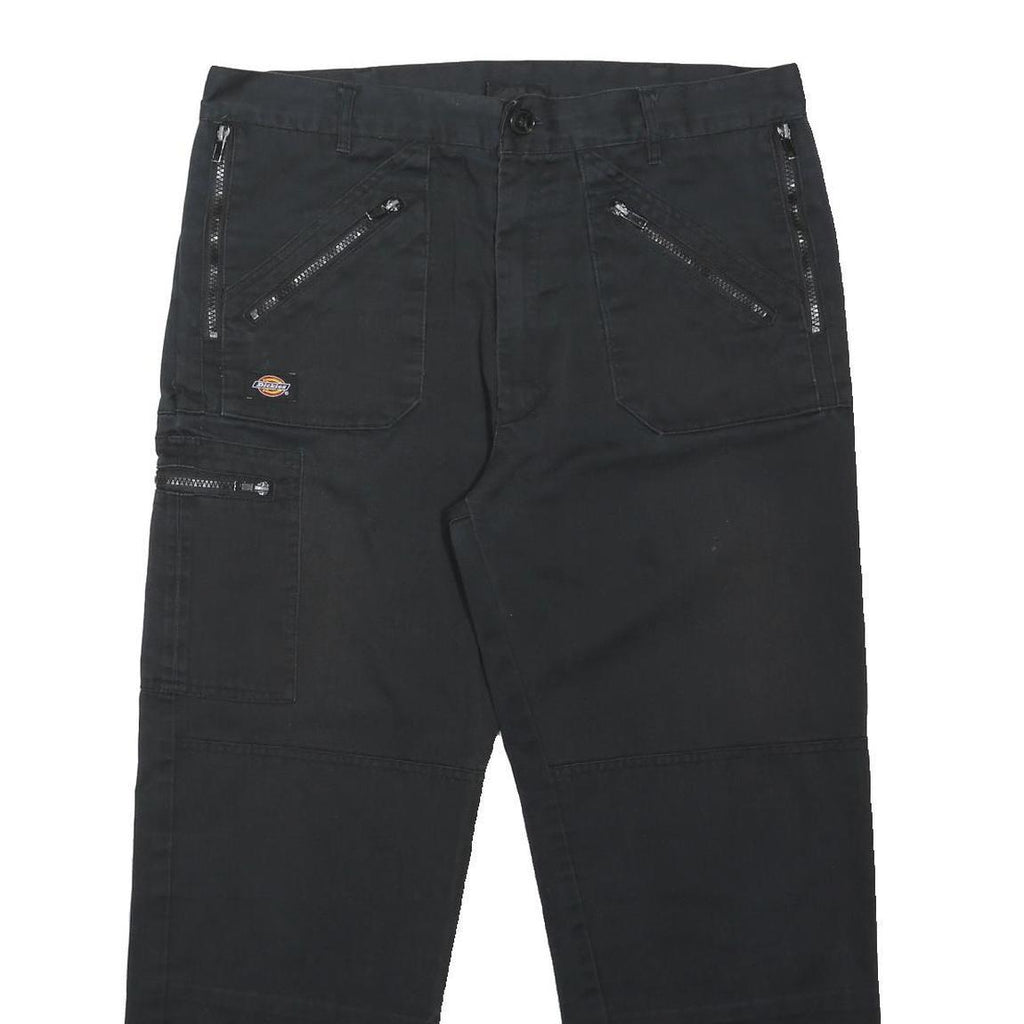 DICKIES Mens Black Polyester Blend Regular Straight Trousers W36 L29 Workwear