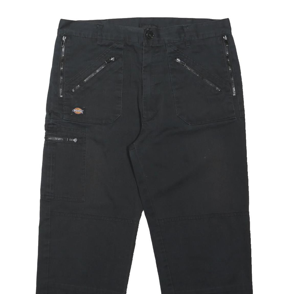 DICKIES Mens Black Polyester Blend Regular Straight Trousers W36 L29 Workwear