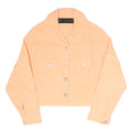 ZARA Womens Peach Button Jacket M Cotton Blend Cropped Frayed Hem Casual