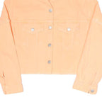 ZARA Womens Peach Button Jacket M Cotton Blend Cropped Frayed Hem Casual