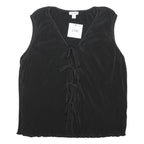 THE CHIC HERO Womens Black Sleeveless V-Neck Top XL Tie Front Polyester