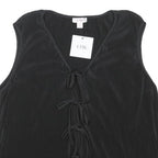 THE CHIC HERO Womens Black Sleeveless V-Neck Top XL Tie Front Polyester
