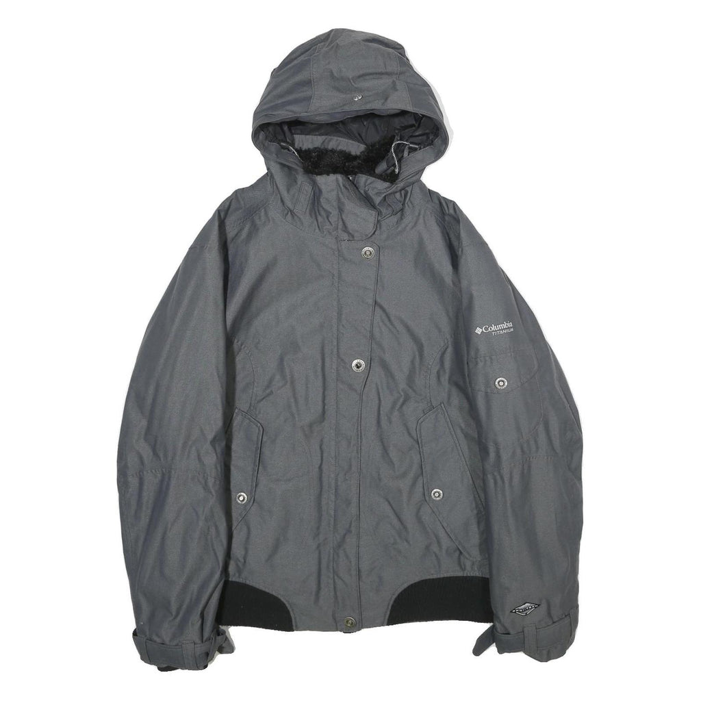 COLUMBIA Womens Grey Outdoor Jacket M Polyamide Blend Plain Hooded Zip