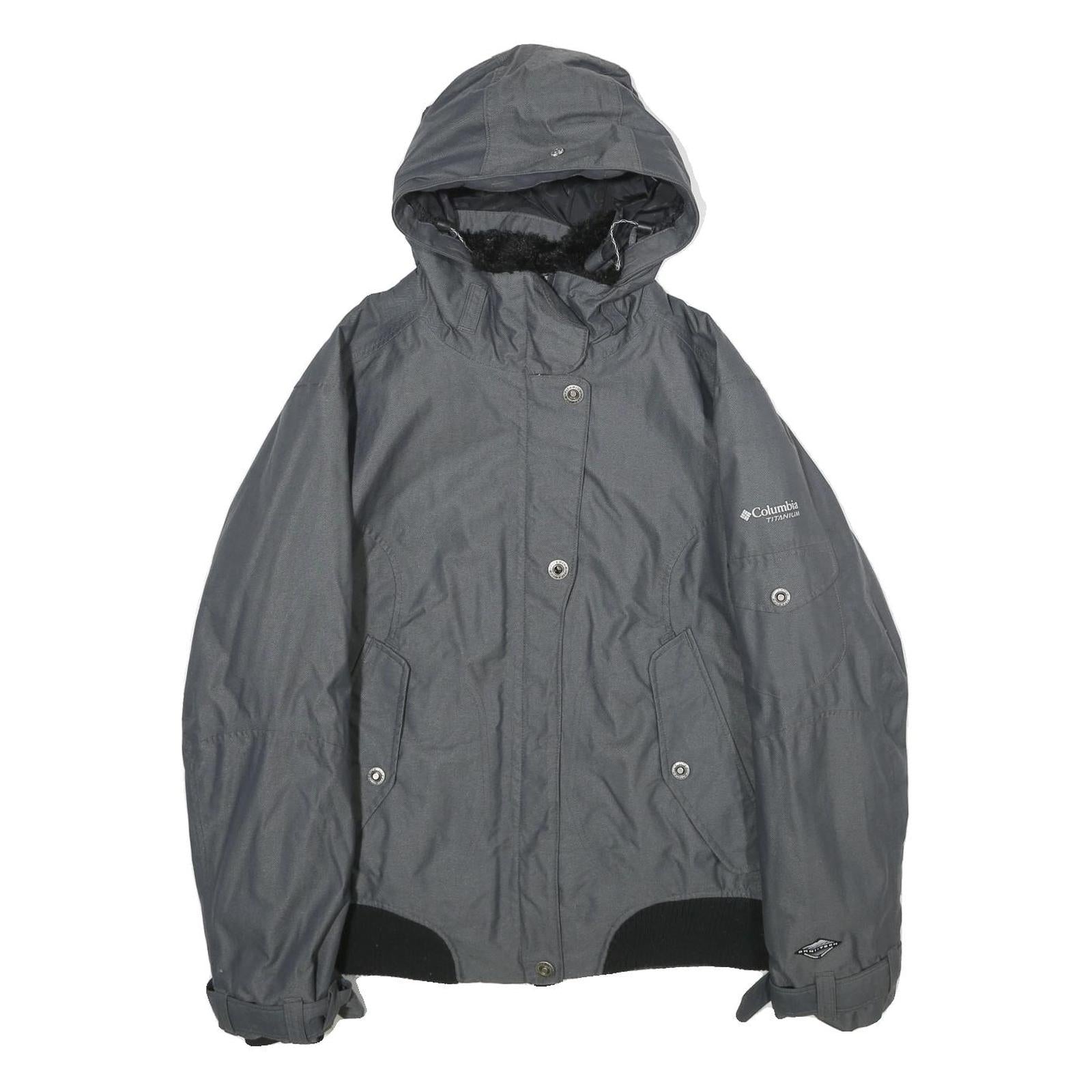 COLUMBIA Womens Grey Outdoor Jacket M Polyamide Blend Plain Hooded Zip