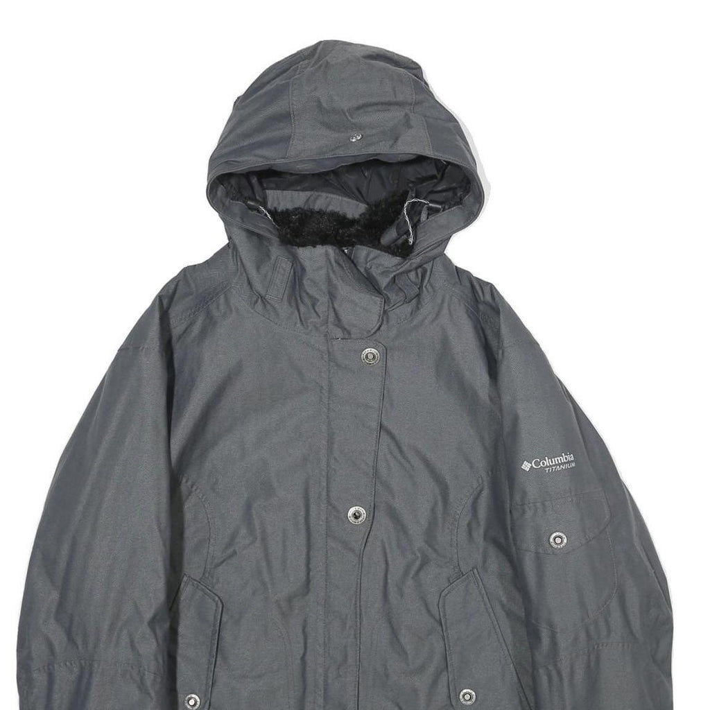 COLUMBIA Womens Grey Outdoor Jacket M Polyamide Blend Plain Hooded Zip