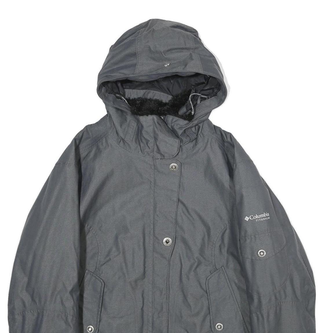 COLUMBIA Womens Grey Outdoor Jacket M Polyamide Blend Plain Hooded Zip