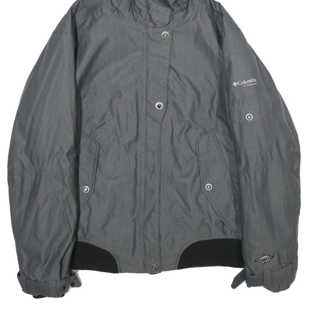 COLUMBIA Womens Grey Outdoor Jacket M Polyamide Blend Plain Hooded Zip