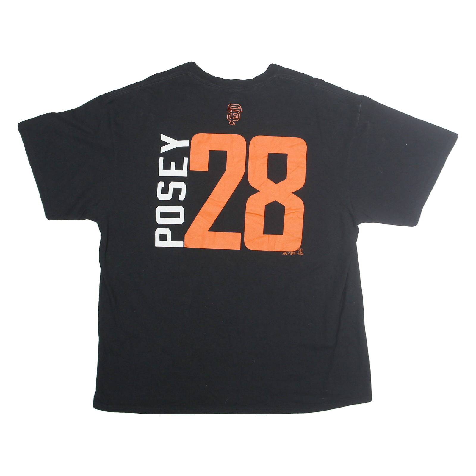 MAJESTIC Mens Black & Orange San Francisco Giants Graphic T-Shirt XL Short