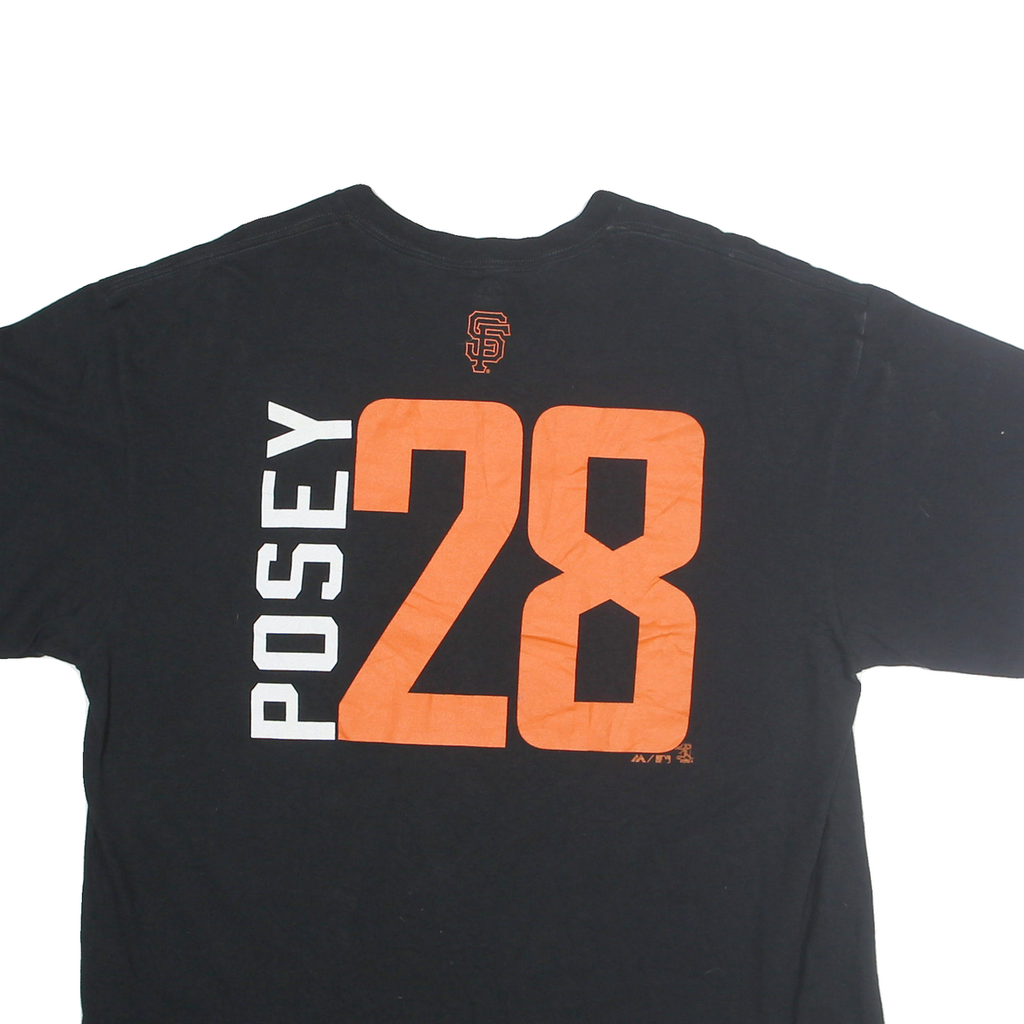 MAJESTIC Mens Black & Orange San Francisco Giants Graphic T-Shirt XL Short