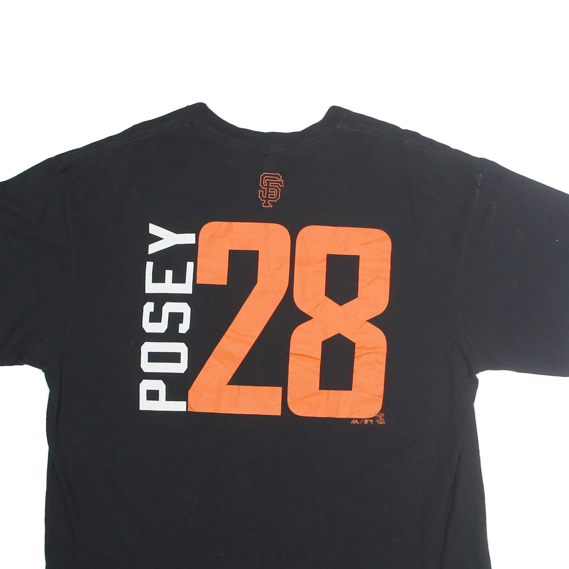 MAJESTIC Mens Black & Orange San Francisco Giants Graphic T-Shirt XL Short