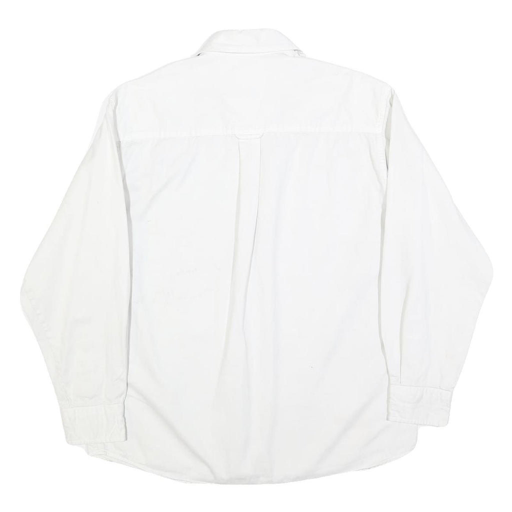 WOOLRICH Mens White Cotton Blend Shirt M Fish Logo Casual Button Down