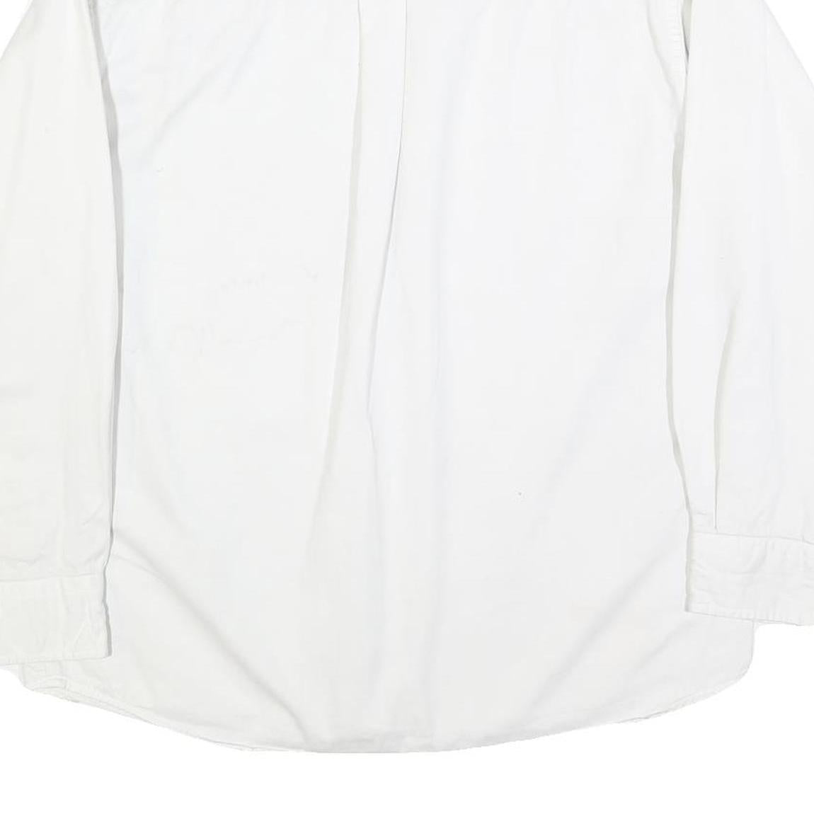 WOOLRICH Mens White Cotton Blend Shirt M Fish Logo Casual Button Down