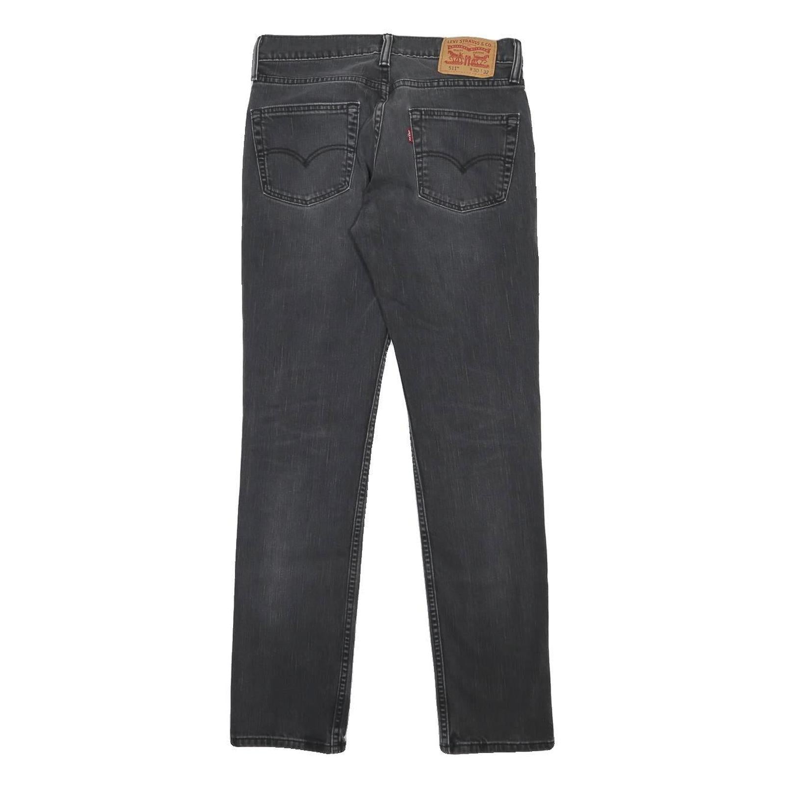 LEVI'S 511 Slim Mens Jeans Black Slim Skinny Denim Medium W30 L32 Zip Comfort