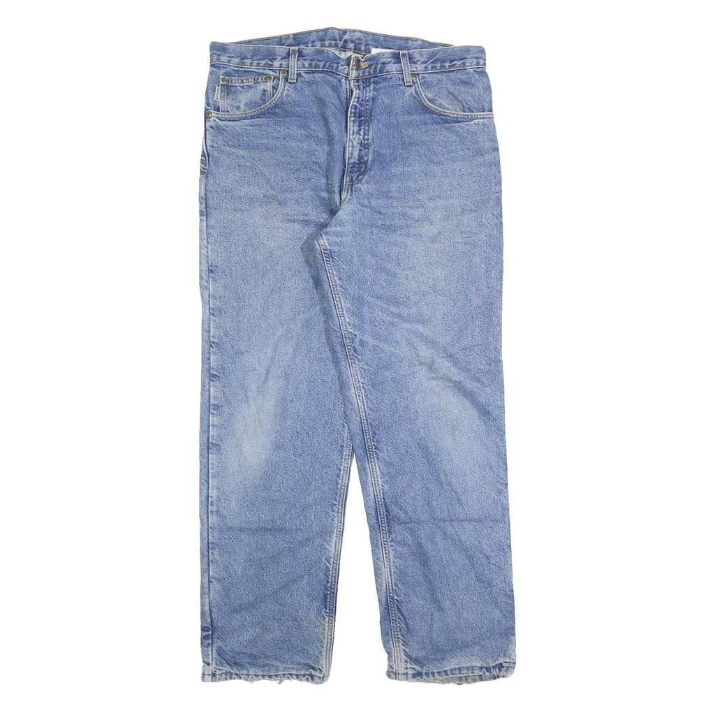 CARHARTT Mens Blue Regular Fit Straight Denim Stone Wash W36 L32 Casual Workwear