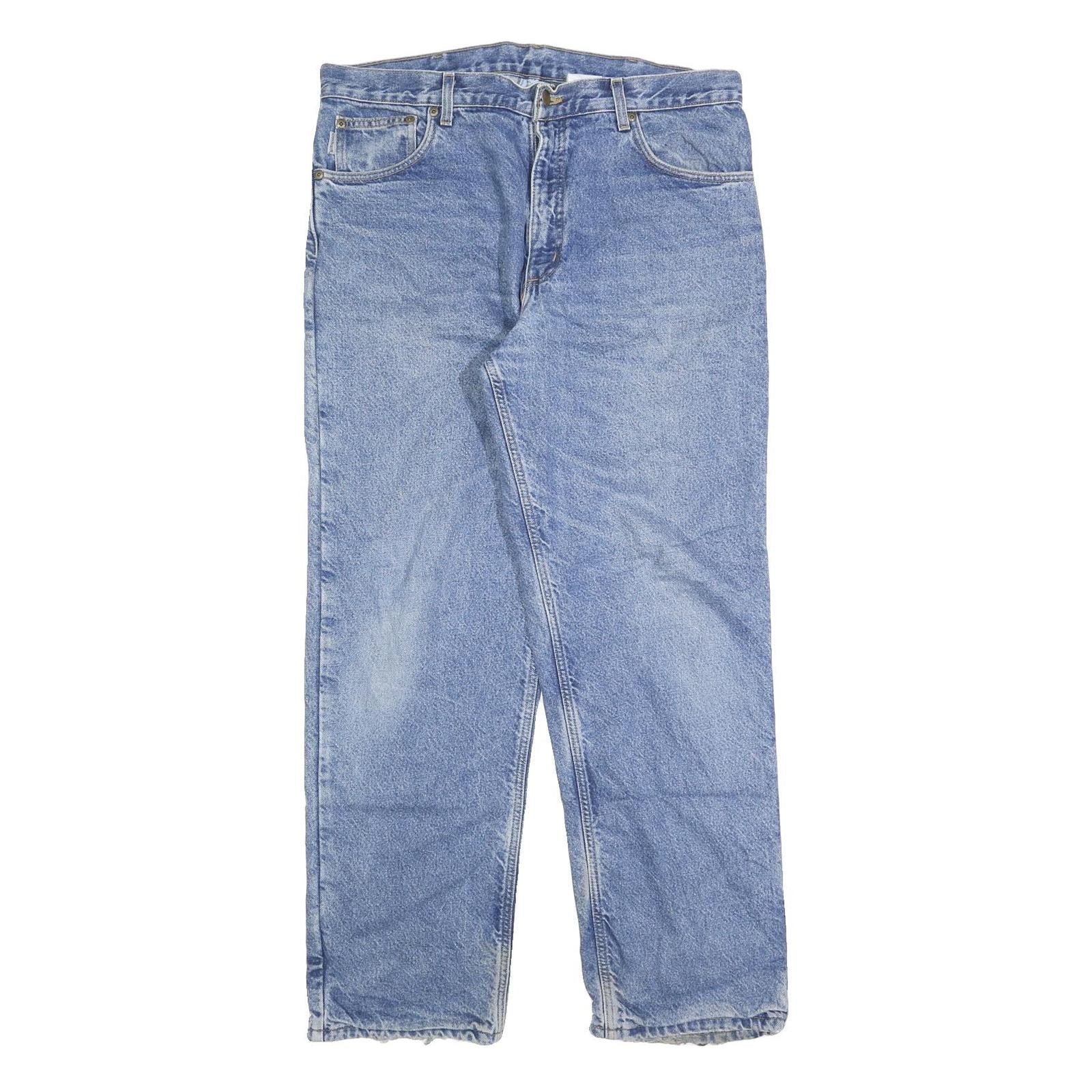 CARHARTT Mens Blue Regular Fit Straight Denim Stone Wash W36 L32 Casual Workwear