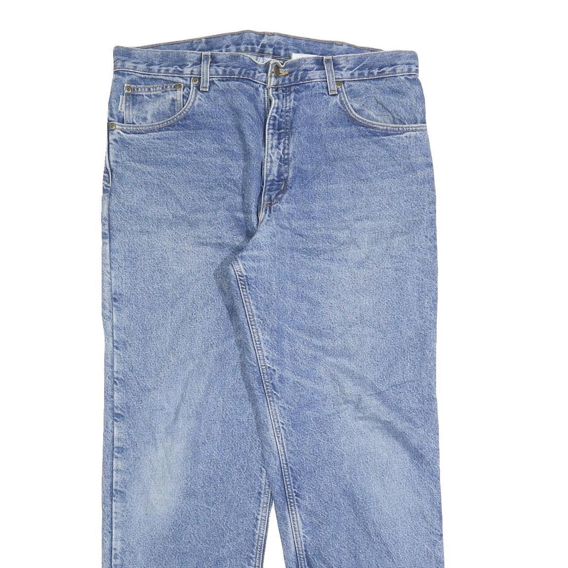 CARHARTT Mens Blue Regular Fit Straight Denim Stone Wash W36 L32 Casual Workwear