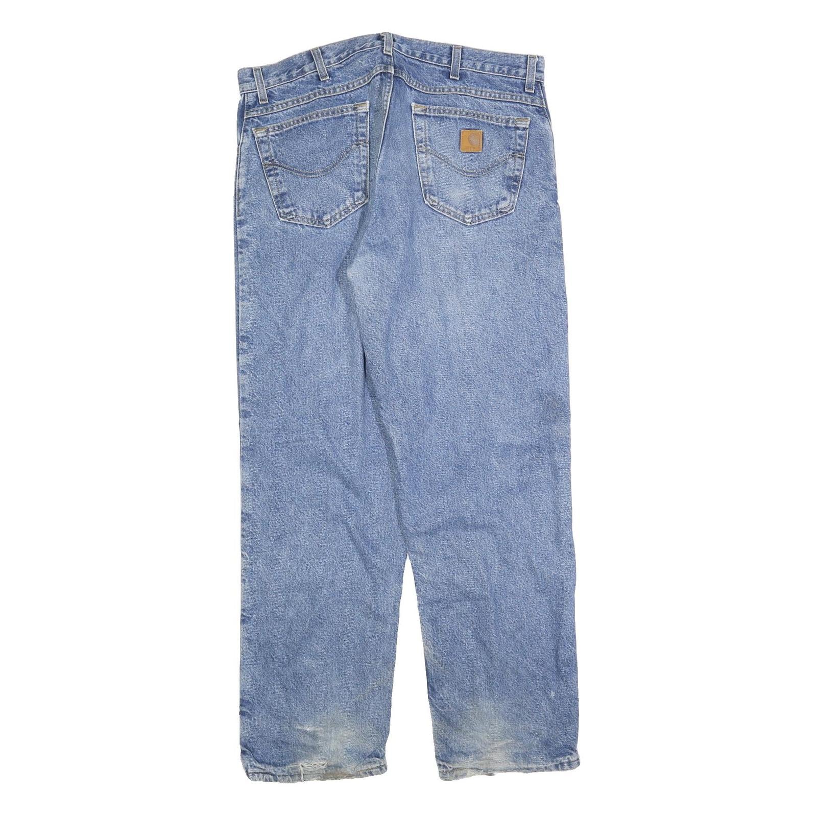 CARHARTT Mens Blue Regular Fit Straight Denim Stone Wash W36 L32 Casual Workwear