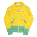 PUMA Womens Yellow & Green Polyester Blend Track Jacket UK 12 Zip Plain