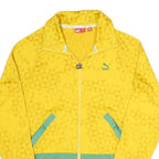 PUMA Womens Yellow & Green Polyester Blend Track Jacket UK 12 Zip Plain