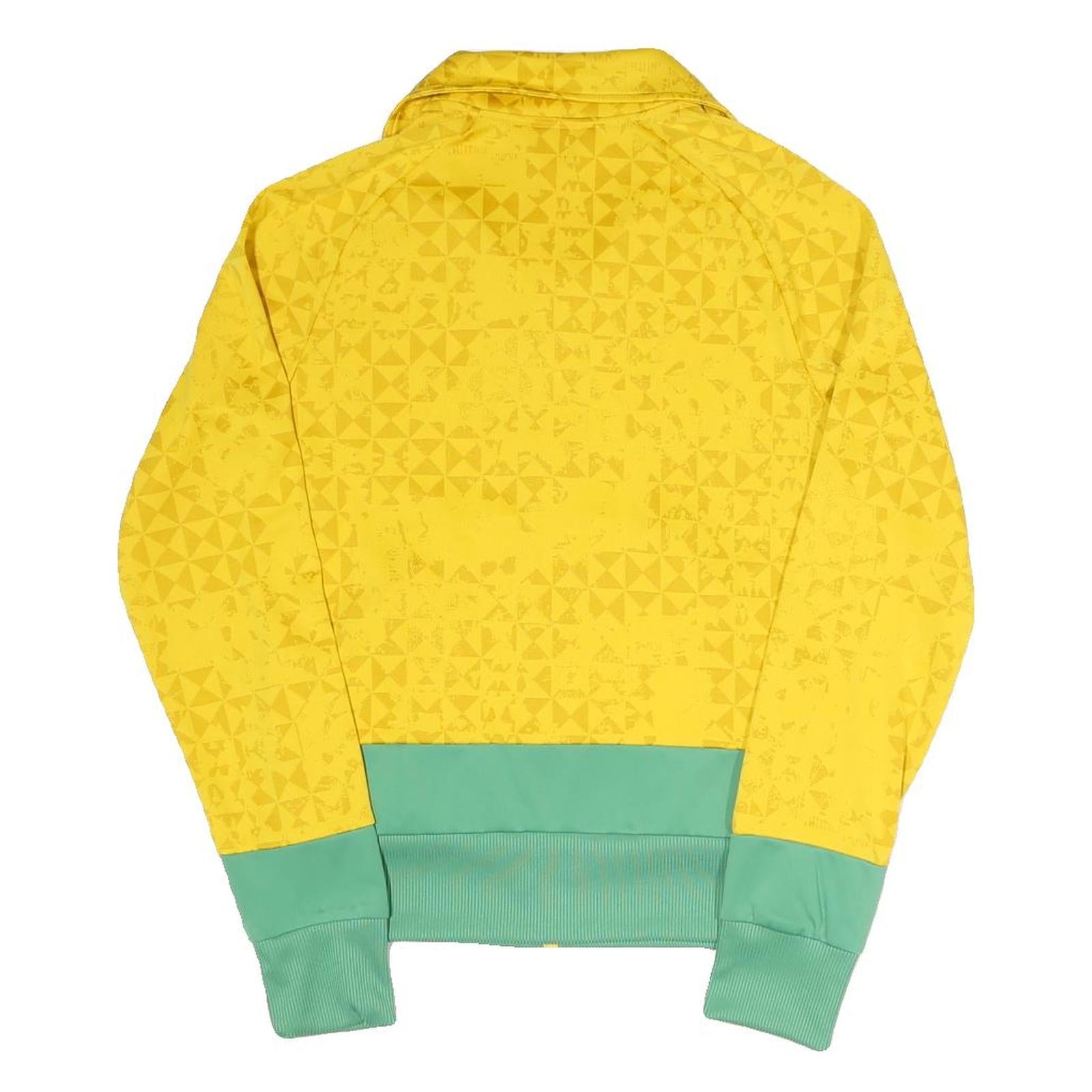 PUMA Womens Yellow & Green Polyester Blend Track Jacket UK 12 Zip Plain