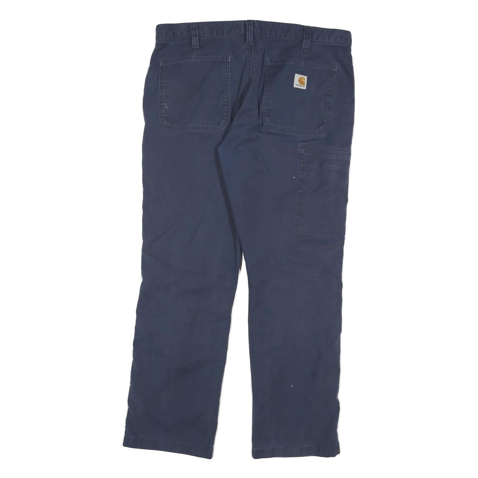 CARHARTT Mens Cotton Blend Navy Relaxed Fit Straight Trousers W34 L29 Casual