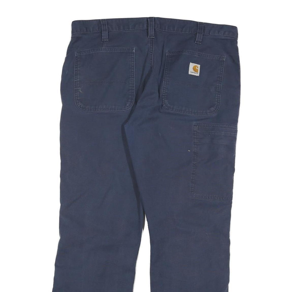 CARHARTT Mens Cotton Blend Navy Relaxed Fit Straight Trousers W34 L29 Casual