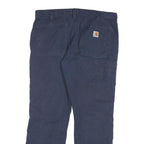 CARHARTT Mens Cotton Blend Navy Relaxed Fit Straight Trousers W34 L29 Casual