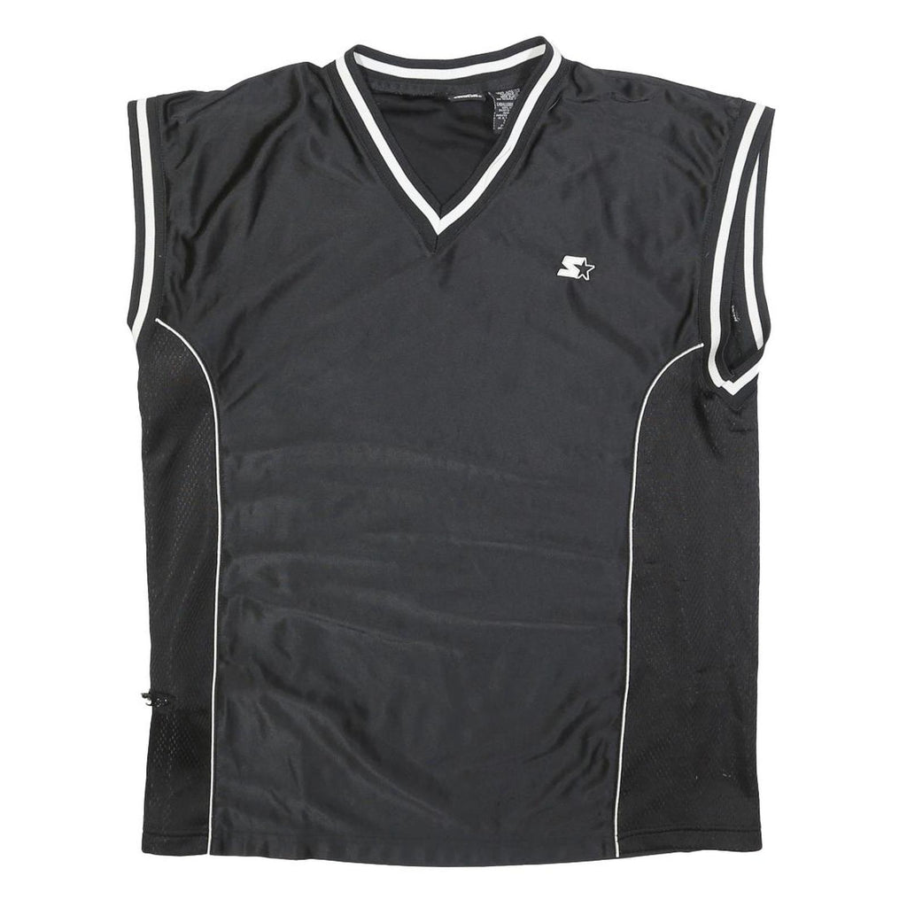 STARTER Mens Black Sleeveless V-Neck Jersey L Sports Casual Streetwear
