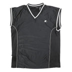 STARTER Mens Black Sleeveless V-Neck Jersey L Sports Casual Streetwear