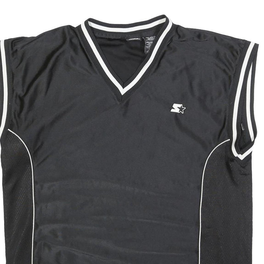 STARTER Mens Black Sleeveless V-Neck Jersey L Sports Casual Streetwear