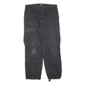 CARHARTT Mens Cotton Blend Black Regular Cargo Trousers W32 L30 Workwear Zip